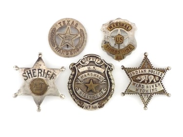 Lot of 5 Law Enforcement Badges