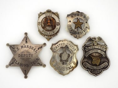 Lot of 5 Law Enforcement Badges