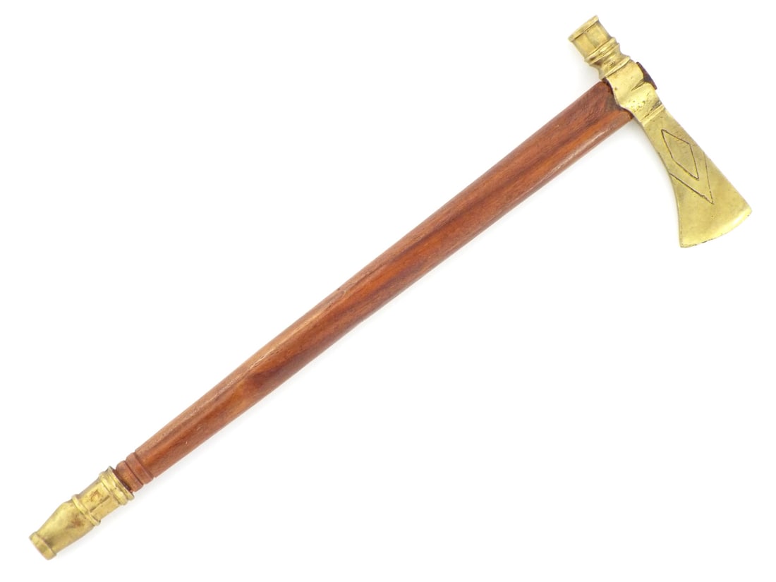 Uncommon Miniature Brass Peace Pipe Tomahawk (1 of 9)