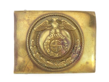 RARE and EARLY German WWII SA Sunwheel Swastika Brass Buckle