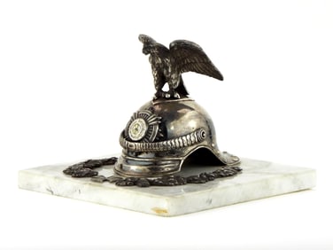 Imperial German Garde Korps Heavy Silver Desk Ornament