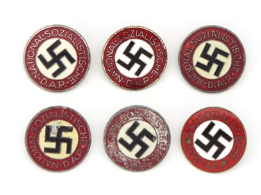 Lot of 6 German WWII NSDAP Party Pins