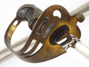 Extremely Rare Japanese WWII Imperial Cavalry Officer's Sword Katana with Samurai Family Crest MON