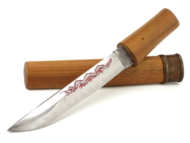 Japanese TANTO Red Dragon Horimono Blade