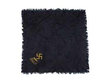 WWII Italian Black Silk HEADSCARF Gold Bullion