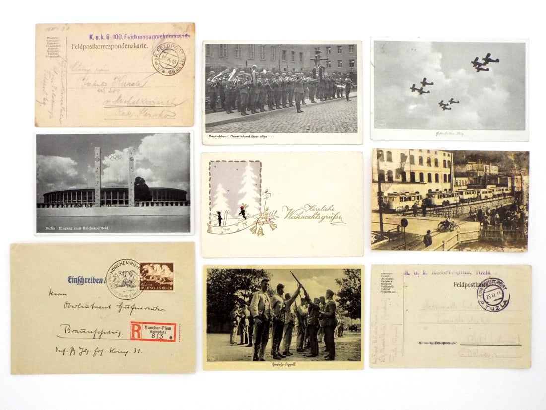 Lot of 9 Extremely Rare German WWII Postcards: Lot of 8 Extremely Rare German WWII Postcards