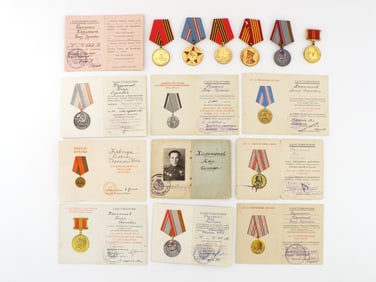 Assortment of Soviet MEDALS and Award Documents