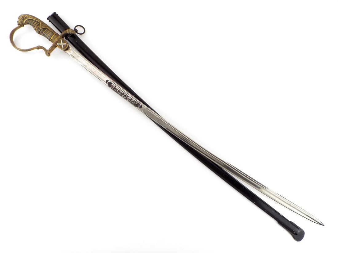 Very Good German WWI to WWII Cavalry Officers Lion Head Sword Triple Etched (1 of 20)
