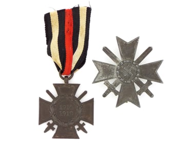 WWII Hindenburg cross & KvK with Swords