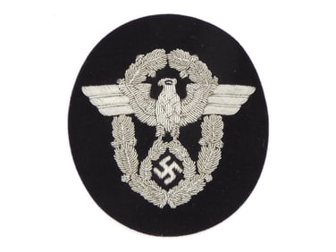 German WWII Bullion Black PANZER Polizei Sleeve Eagle Patch