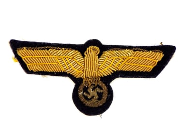German WWII Kriegsmarine Navy Coastal Defense Officer Breast Eagle Bullion Badge