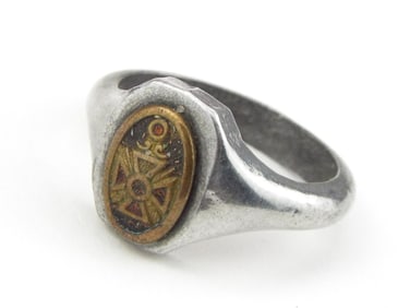 Ring Set With Enameled Military Medal
