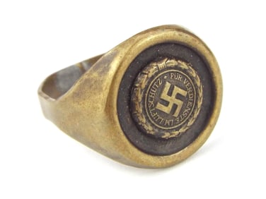 RARELY ENCOUNTERED German WWII NSDAP Golden Party Pin in Ring Form