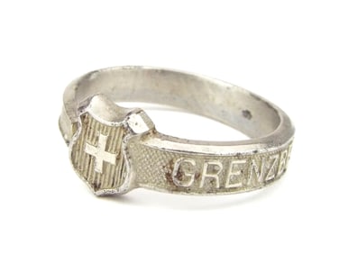 Silver Swiss WWI Border Protection Ring