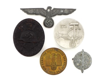 WWII Collection of Five German Badges and Tinnies
