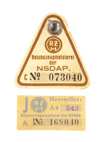 German WWII 1934 Manufacturer Tag for NSDAP RZM Brown Shirt