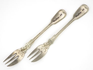German WWII Dessert Forks Marked Waffen SS