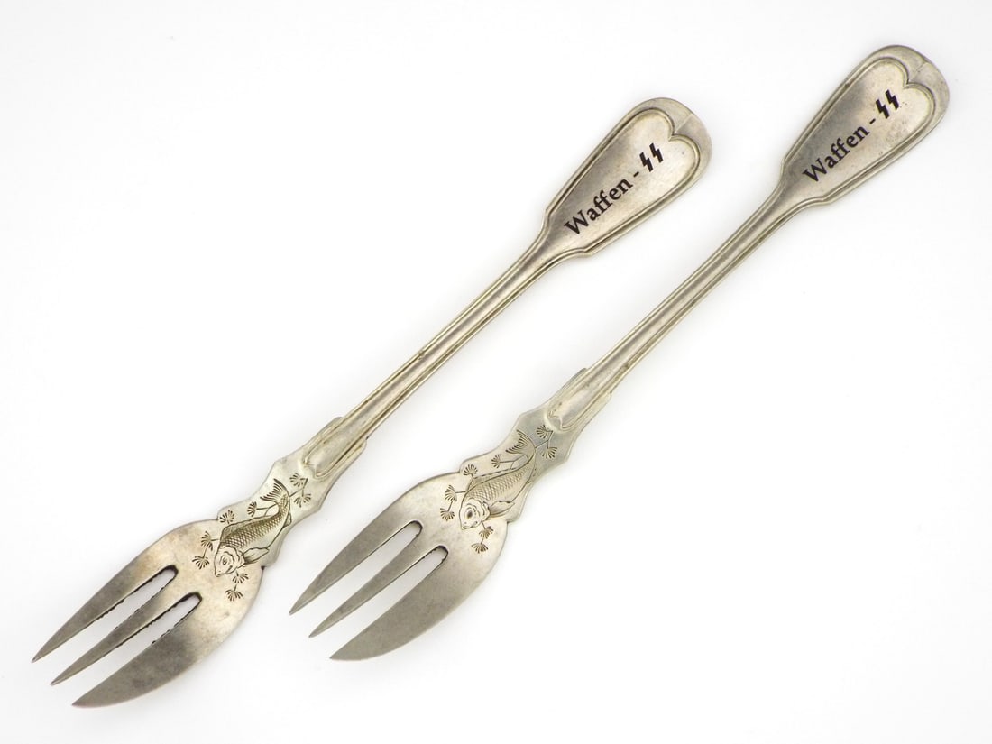 German WWII Dessert Forks Marked Waffen SS: German WWII Dessert Forks Marked Waffen SS