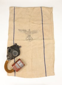 German WWII Gas Mask and Surplus Bag