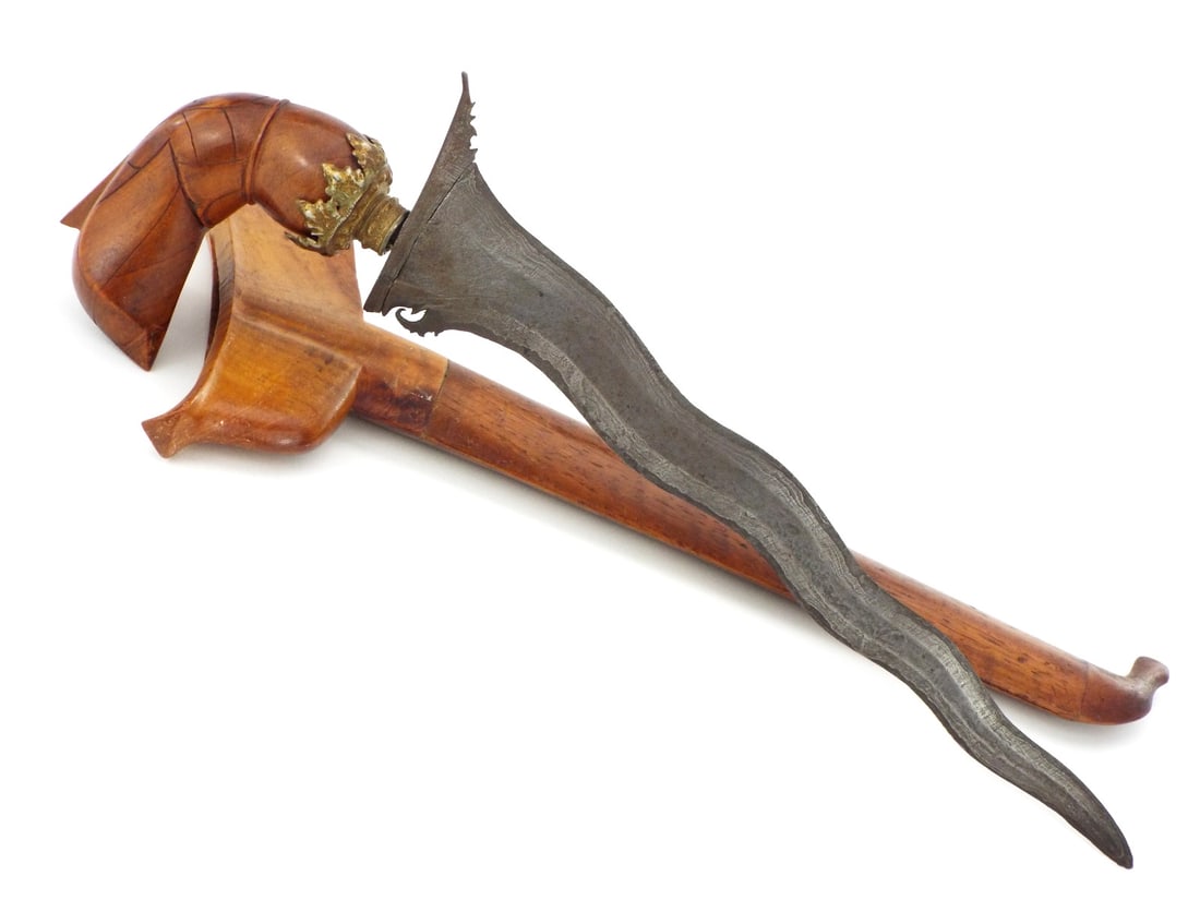 Antique Asian Indonesian Malaysian KRIS Dagger Sword with Damascus Steel Blade (1 of 15)