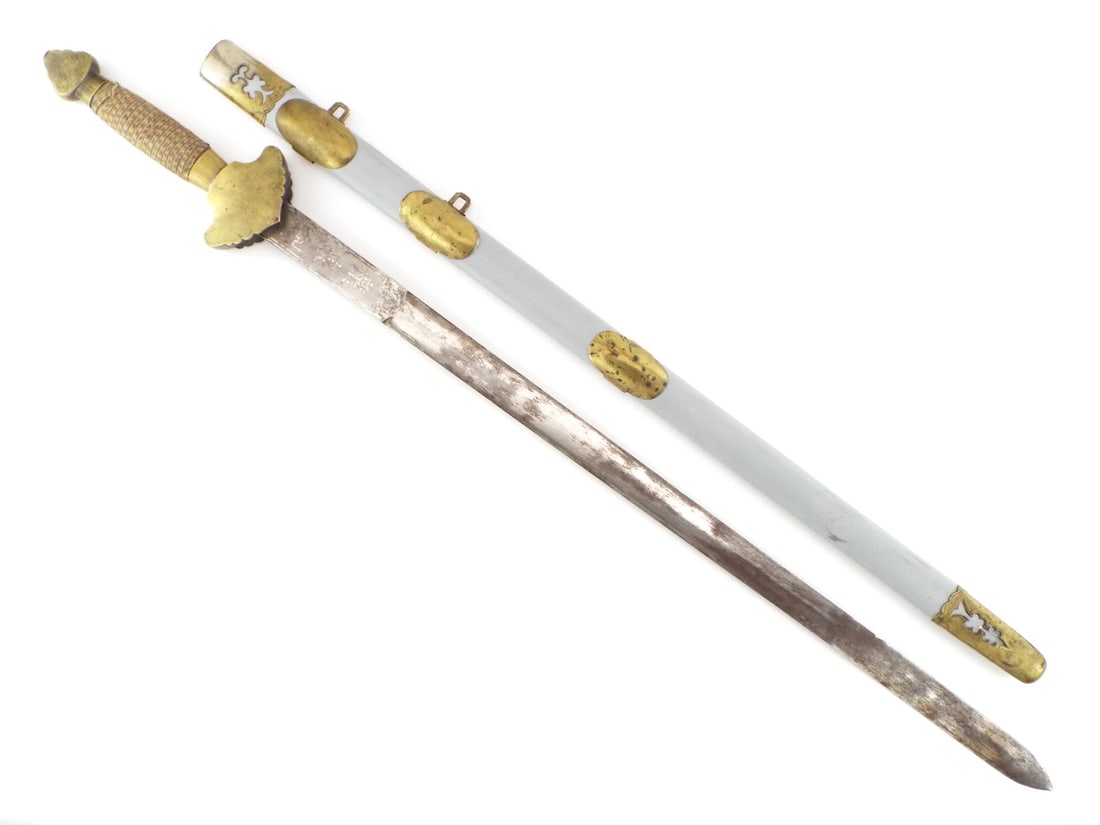 Exceptionally Long 19th C. to Boxer Rebellion era Chinese Warriors JIAN Sword: Exceptionally Long 19th C. to Boxer Rebellion era Chinese Warriors JIAN Sword. Full Length 40.5 Inches Blade Length 30 Inches