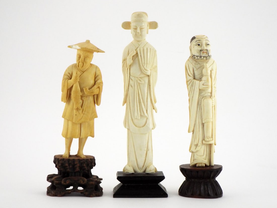 Lot of 3 Antique Japanese FINE Bone Carvings: Lot of 3 Antique Japanese FINE Bone Carvings. Full Length 7