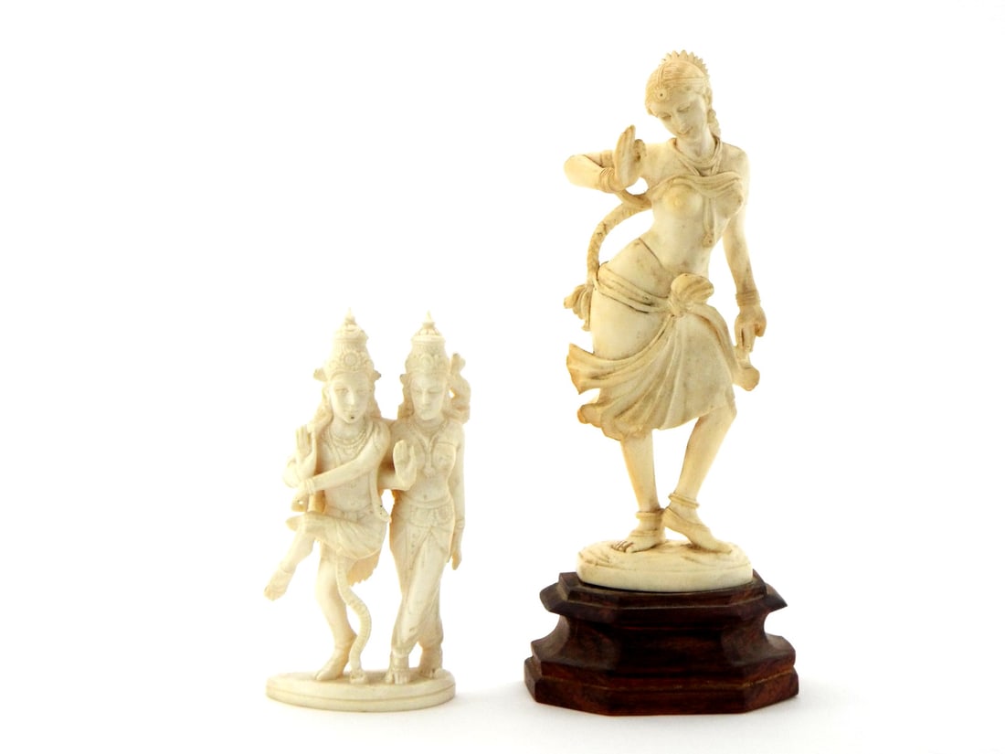 19th Century Indian FINE Bone Carved Figures Dancing Deities (1 of 10)
