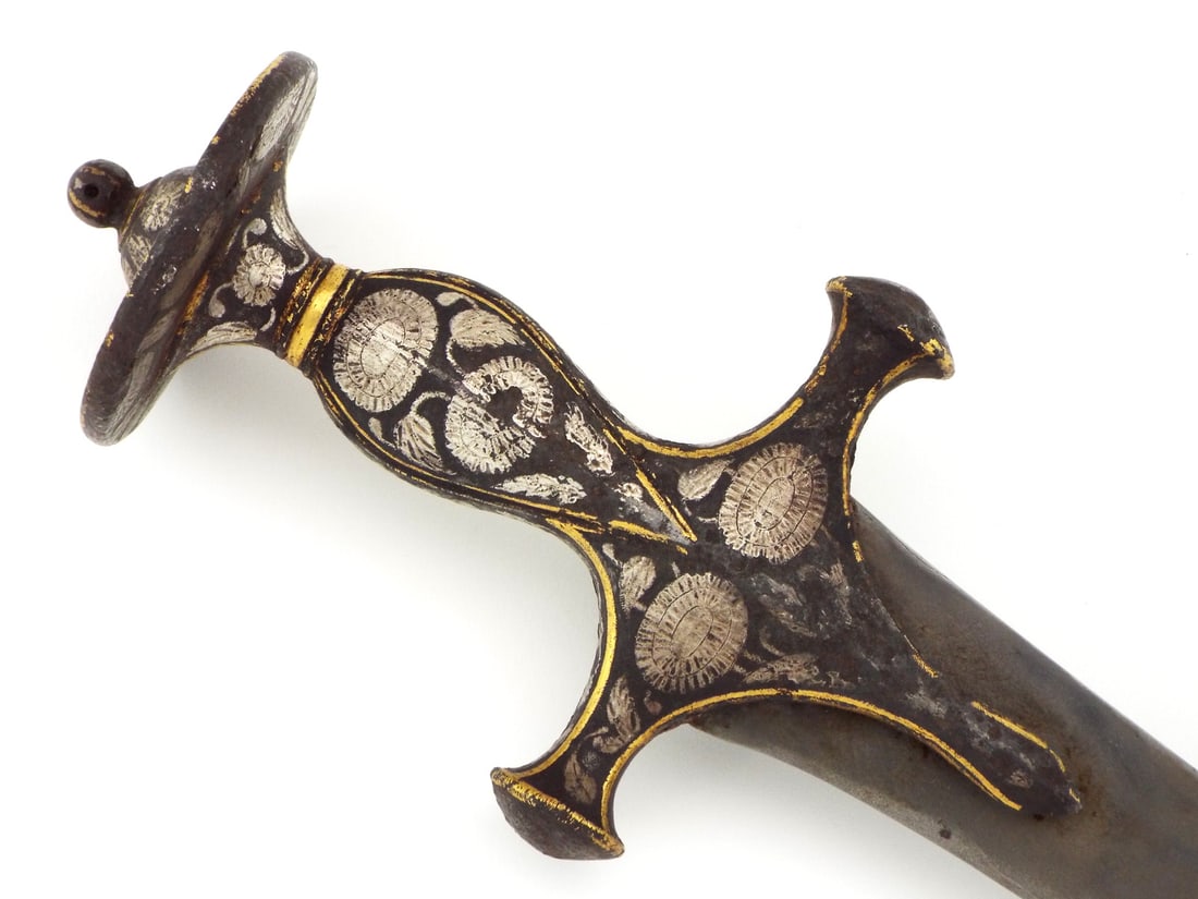 Indian Mughal Islamic SOUSAN Sword with Gold & Silver Koftgari (1 of 15)