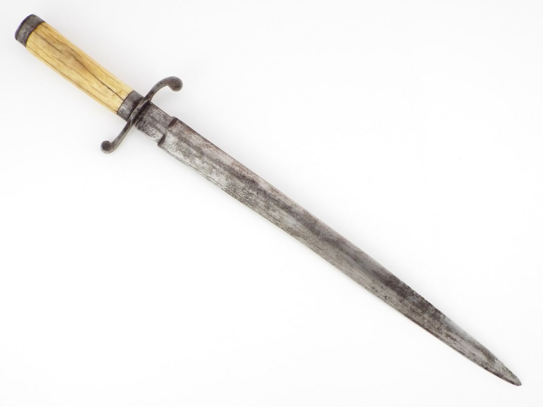 Large 18th C. Mediterranean Dagger FINE Bone Hilt (1 of 15)