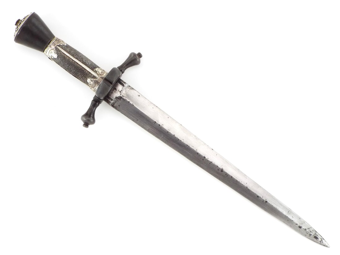 Exceptionally Fine German Saxon Left Hand Dagger with Beautiful Silver Mounted Stingray Skin Grip & (1 of 20)