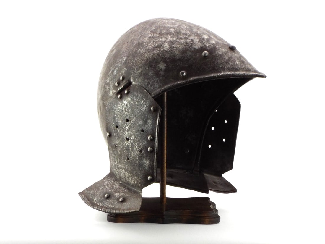 VICTORIAN in Style of 15th-16th C. BURGONET Munitions Grade Riveted Cheek Plates (1 of 20)