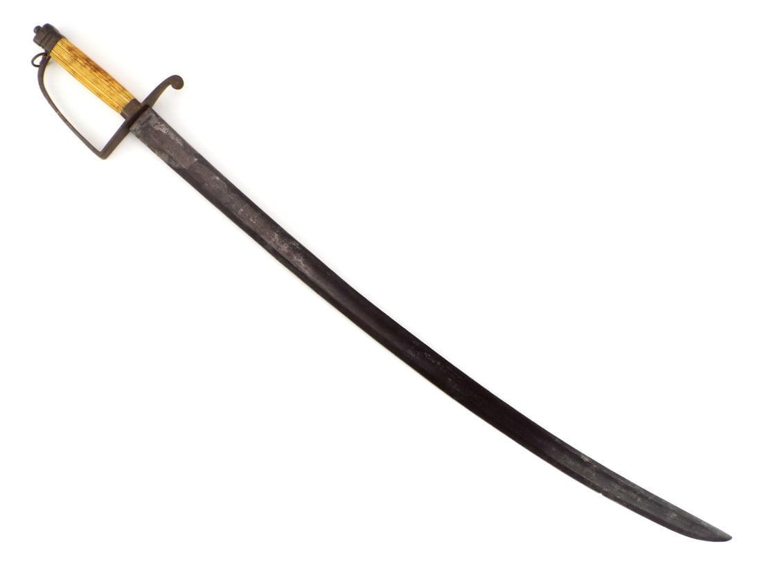 Revolutionary War era English or American Spadroon Sword with Fine Fluted Grip: Revolutionary War era English or American Spadroon Sword with Fine Fluted Grip & Traces of Gilt Finish to Brass Mounts. Strong Large-fullered Blade Free of Markings and Decorations, Suggesting this to