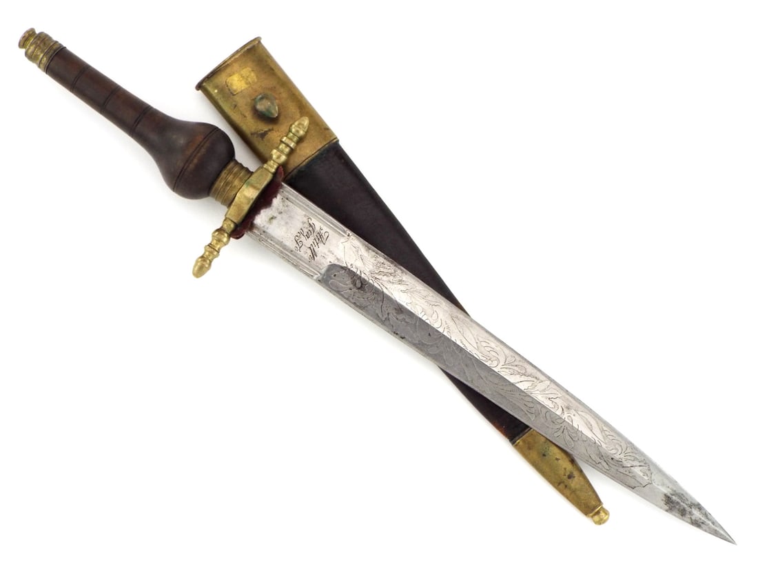 French or Spanish Plug Bayonet, Inscribed & Engraved Blade Dated 1847 (1 of 20)