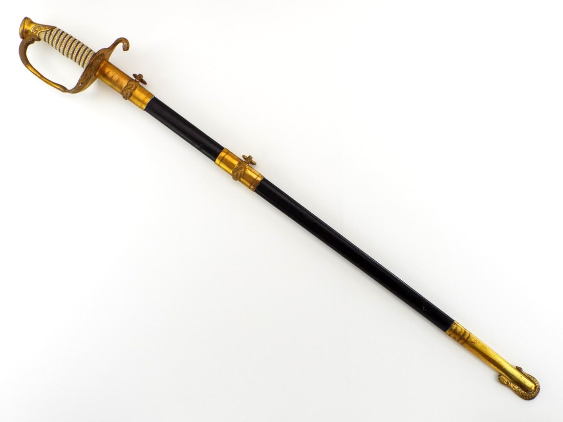 US M1852 NAVAL OFFICER SWORD Etched Gilded (1 of 20)