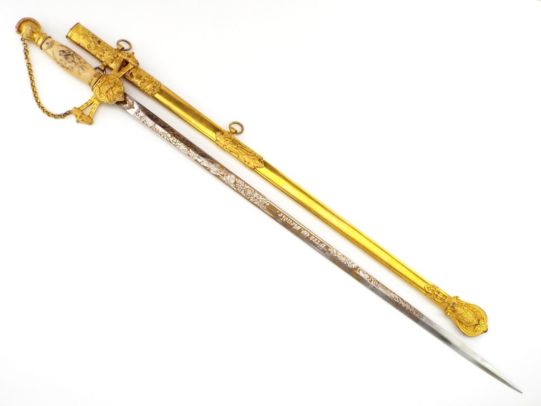 Antique American Civil War era Masonic Fraternal Presentation Sword, Fine Hilt: Antique American Civil War era Masonic Fraternal Presentation Sword, Fine Hilt. Full Length 35.5 Blade Length 27