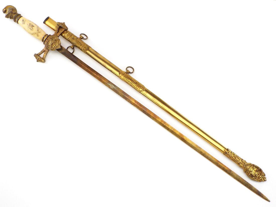 Antique American 19th C. Masonic Fraternal Presentation Sword, FINE Hilt (1 of 11)