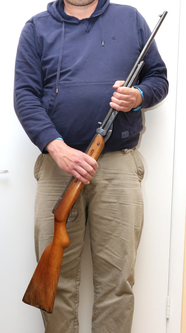 Antique German DIANA MODEL 58 Air Gun: Superb antique German Diana Model 58 underlever air rifle, marked "DIANA MOD. 58" above the etched huntress Diana abandoning her bow for this marvel of ingenuity. Cradled in walnut half stock, the