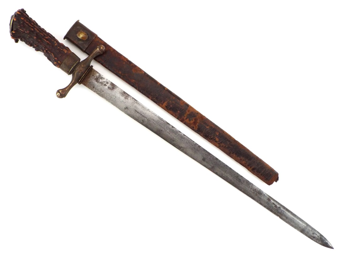 19th C. German HIRSCHFANGER Stag Horn Hilt (1 of 16)