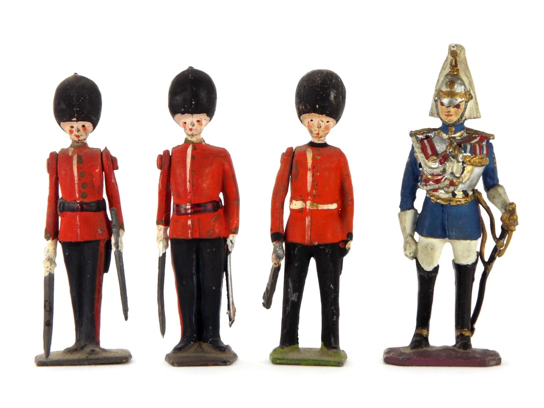 Lot of 4 Early 20th C. Britains Metal Cast Toys Soldiers (1 of 6)