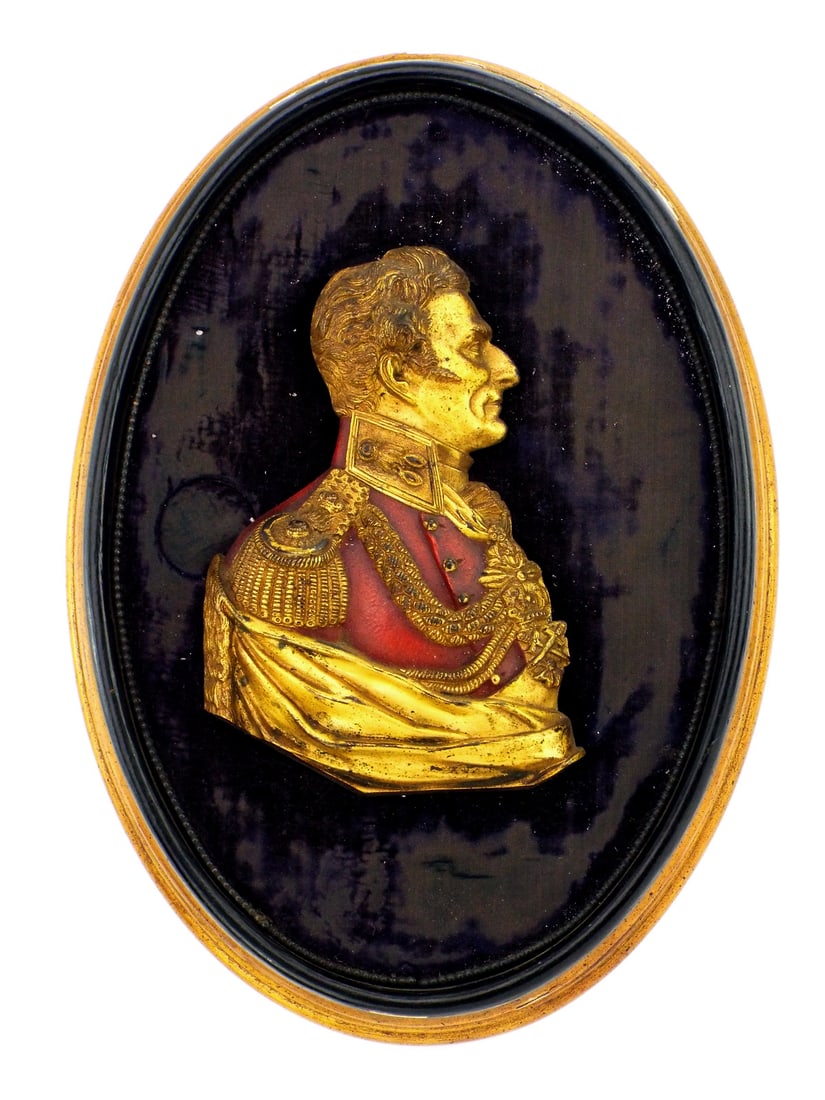19th Century Gilt Bronze Plaque of DUKE of WELLINGTON in Oval Frame (1 of 9)