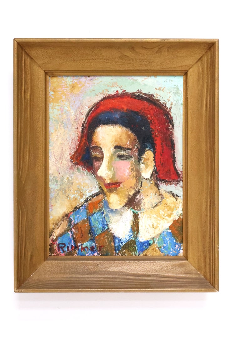 Vibrant American EXPRESSIONIST OIL Harlequin by William Rimmer (1 of 6)