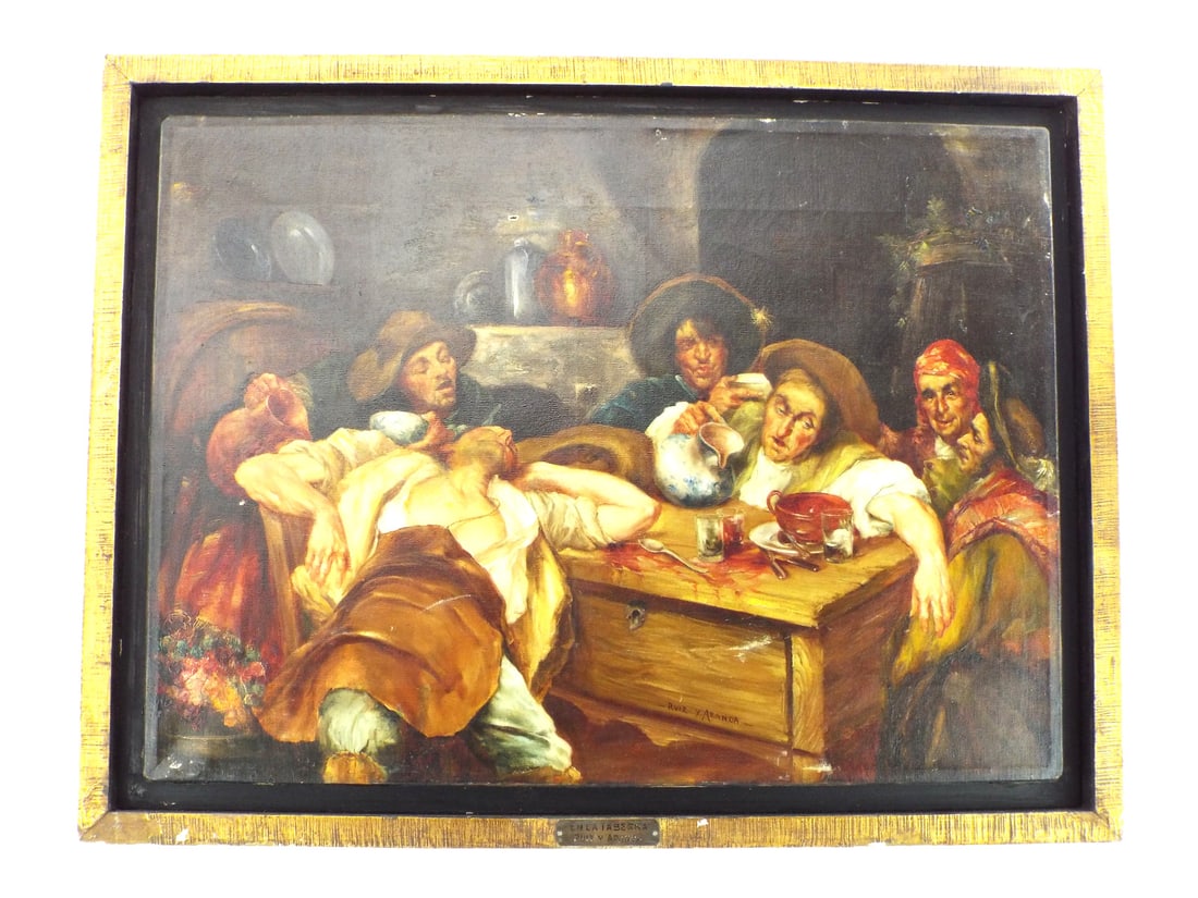Spanish Oil Painting "En La Taberna" by Ruiz Y Aranda (1 of 5)