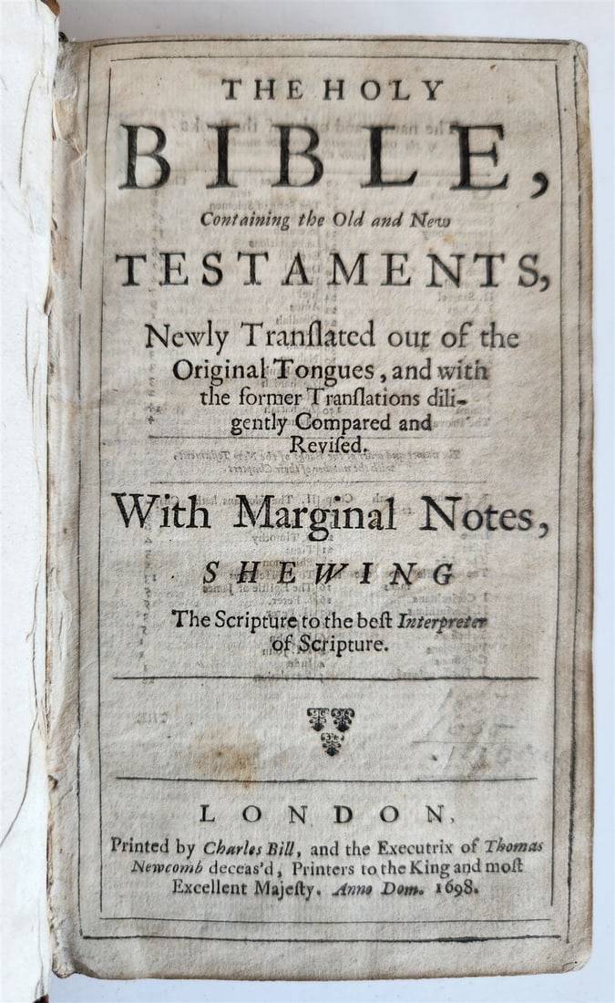1698 BIBLE in ENGLISH antique LONDON 17th CENTURY Old & New Testament (1 of 11)