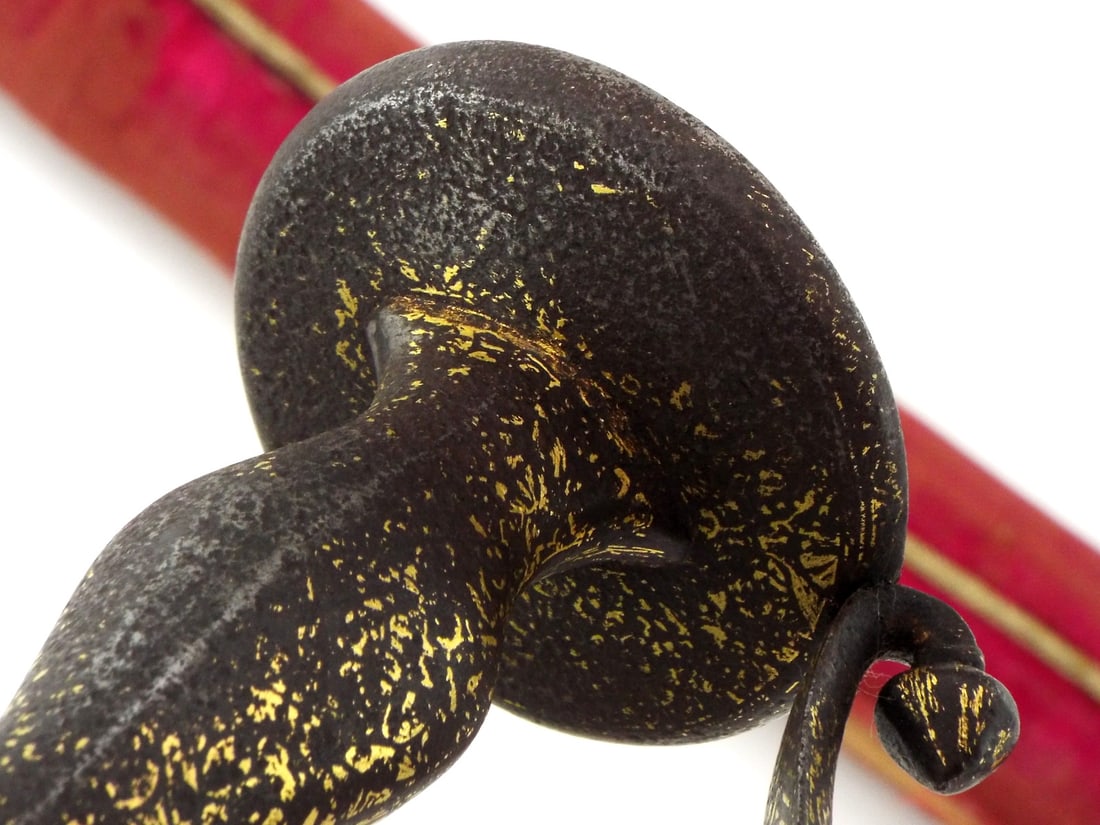 Excellent Antique TALWAR SWORD Fine Gold Koftgari & Red Velvet Scabbard - 15