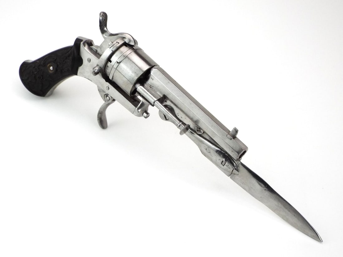 Ingenious Mid 19th C. Belgian ELG Liege PINFIRE REVOLVER DAGGER Folding Blade (1 of 20)