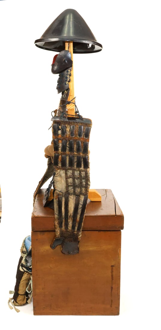 Battle Scarred EDO Era Japanese Samurai ARMOR & Jingasa Gold Lacquer Wheel Mon - 7