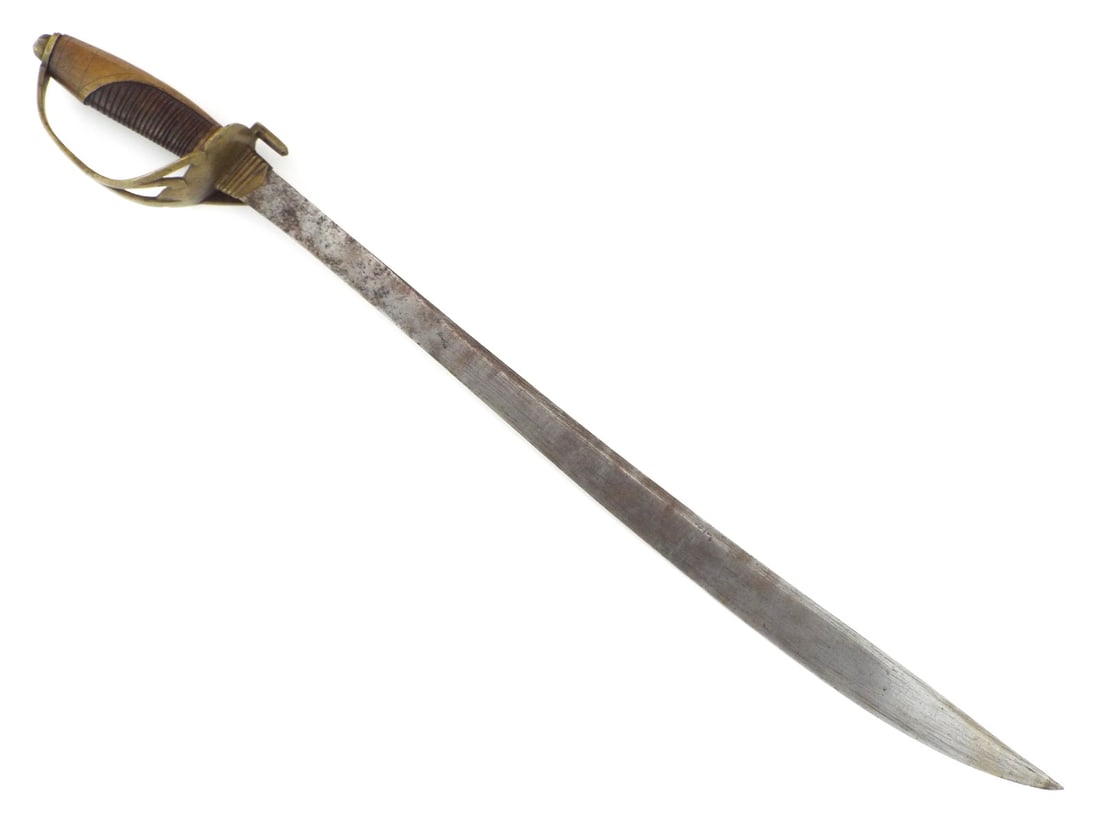 Rare 19th C. Philippine KATIPUNAN SWORD Brass D-Guard & Ribbed Kamagong Hilt (1 of 17)