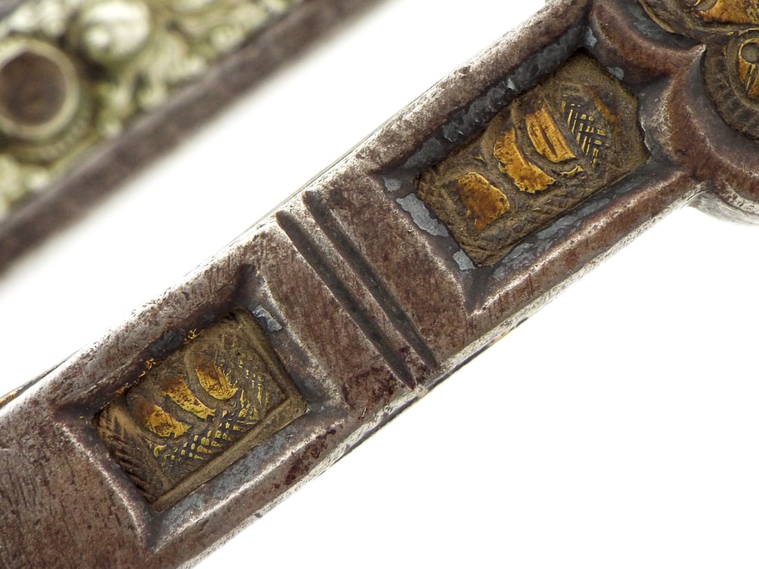 18th Century Tibetan Silver and Gemstone Mounted Sword. - 10