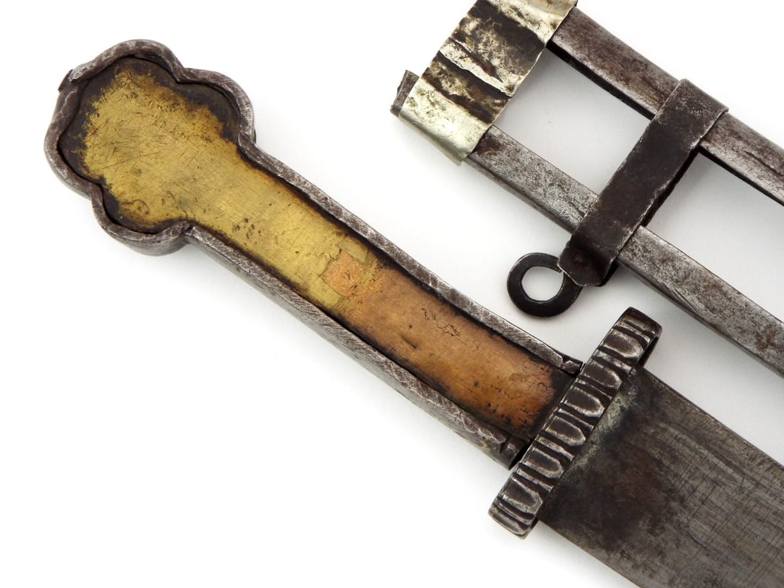 18th Century Tibetan Silver and Gemstone Mounted Sword. - 6