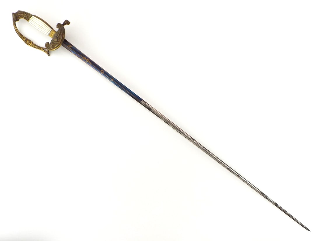 Extremely Rare Napoleon I COURT SWORD Eagle Crest: Extremely rare and exquisite French First Empire Official’s Court Sword. Historical context: Following the Battle of Waterloo and the subsequent Bourbon Restoration, Louis XVIII sought to erase the
